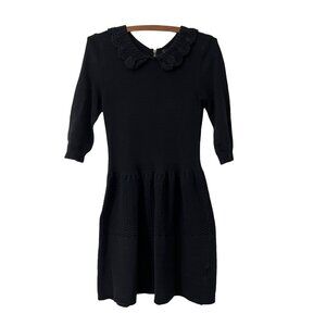 b+ab Womens Black Knit Crochet Collar Ribbed Sweater Dress Size XXSmall